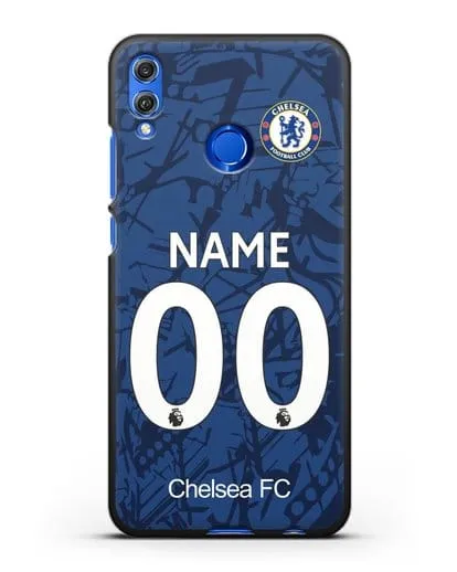 Именной чехол Челси с фамилией и номером (сезон 2019-2020) синяя форма силиконовый для Honor 8X