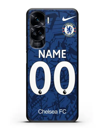 Именной чехол Челси с фамилией и номером (сезон 2019-2020) синяя форма силиконовый для Honor 90 Lite