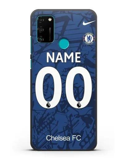 Именной чехол Челси с фамилией и номером (сезон 2019-2020) синяя форма силиконовый для Honor 9A