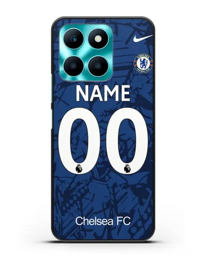 Именной чехол Челси с фамилией и номером (сезон 2019-2020) синяя форма силиконовый для Honor X6a