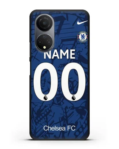 Именной чехол Челси с фамилией и номером (сезон 2019-2020) синяя форма силиконовый для Honor X7