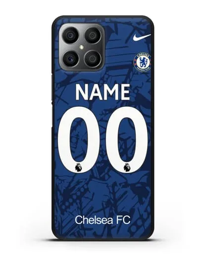Именной чехол Челси с фамилией и номером (сезон 2019-2020) синяя форма силиконовый для Honor X8