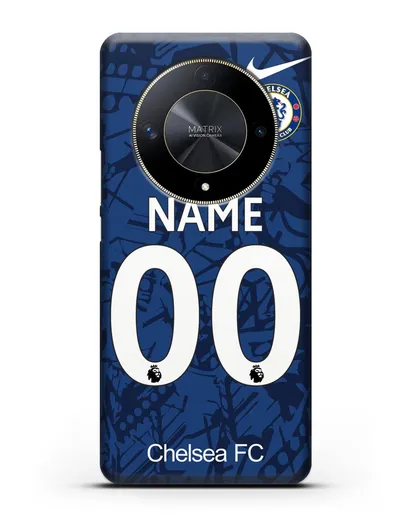 Именной чехол Челси с фамилией и номером (сезон 2019-2020) синяя форма силиконовый для Honor X9b