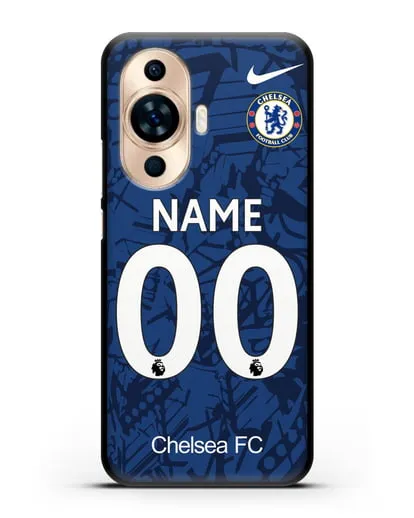 Именной чехол Челси с фамилией и номером (сезон 2019-2020) синяя форма силиконовый для Huawei Nova 11
