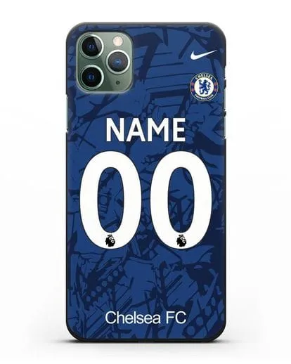 Именной чехол Челси с фамилией и номером (сезон 2019-2020) синяя форма силиконовый для iPhone 11 Pro
