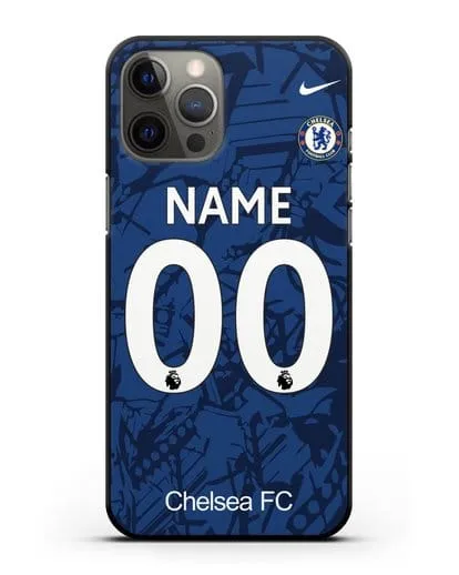 Именной чехол Челси с фамилией и номером (сезон 2019-2020) синяя форма силиконовый для iPhone 12 Pro Max