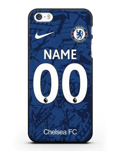 Именной чехол Челси с фамилией и номером (сезон 2019-2020) синяя форма силиконовый для iPhone 5/5s/SE
