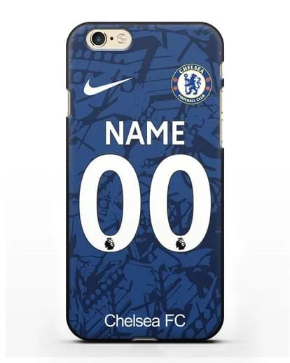 Именной чехол Челси с фамилией и номером (сезон 2019-2020) синяя форма силиконовый для iPhone 6