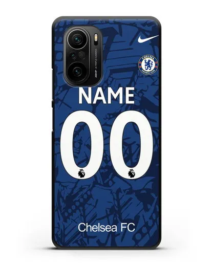 Именной чехол Челси с фамилией и номером (сезон 2019-2020) синяя форма силиконовый для Xiaomi Poco F3 Pro