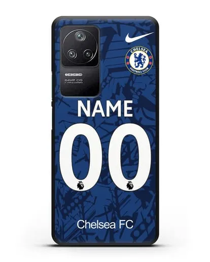 Именной чехол Челси с фамилией и номером (сезон 2019-2020) синяя форма силиконовый для Xiaomi Poco F4