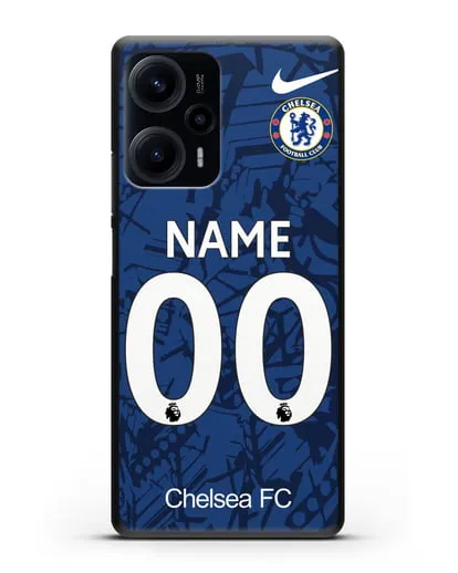 Именной чехол Челси с фамилией и номером (сезон 2019-2020) синяя форма силиконовый для Xiaomi Poco F5