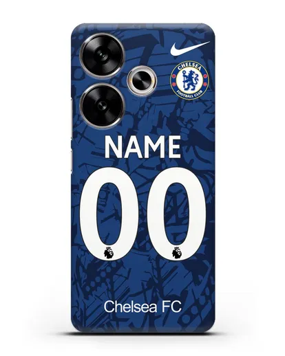 Именной чехол Челси с фамилией и номером (сезон 2019-2020) синяя форма силиконовый для Xiaomi Poco F6