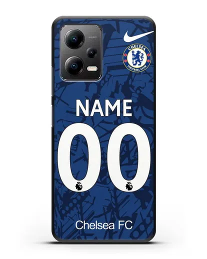 Именной чехол Челси с фамилией и номером (сезон 2019-2020) синяя форма силиконовый для Xiaomi Poco X5