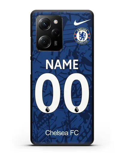 Именной чехол Челси с фамилией и номером (сезон 2019-2020) синяя форма силиконовый для Xiaomi Poco X5 Pro