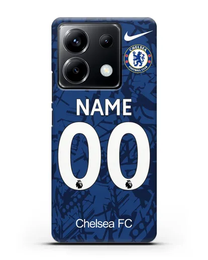 Именной чехол Челси с фамилией и номером (сезон 2019-2020) синяя форма силиконовый для Xiaomi Poco X6