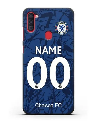 Именной чехол Челси с фамилией и номером (сезон 2019-2020) синяя форма силиконовый для Samsung Galaxy A11 [SM-A115F]