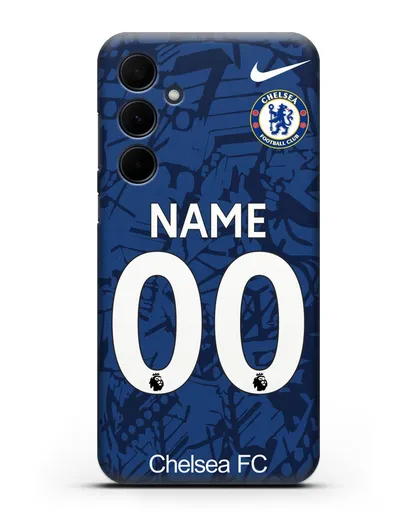 Именной чехол Челси с фамилией и номером (сезон 2019-2020) синяя форма силиконовый для Samsung Galaxy A55 [SM-A556]