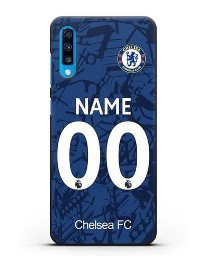 Именной чехол Челси с фамилией и номером (сезон 2019-2020) синяя форма силиконовый для Samsung Galaxy A70 [SM-A705F]