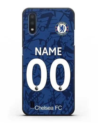 Именной чехол Челси с фамилией и номером (сезон 2019-2020) синяя форма силиконовый для Samsung Galaxy M01 [SM-M015F]
