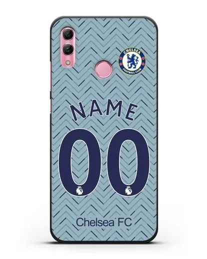 Именной чехол ФК Челси с фамилией и номером (сезон 2020-2021) гостевая форма силиконовый для Honor 10 Lite