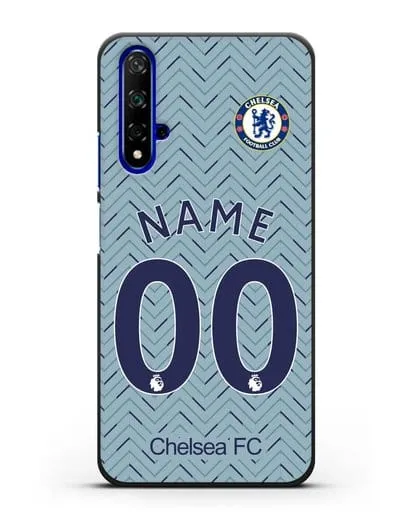 Именной чехол ФК Челси с фамилией и номером (сезон 2020-2021) гостевая форма силиконовый для Honor 20
