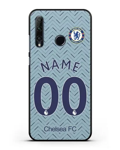 Именной чехол ФК Челси с фамилией и номером (сезон 2020-2021) гостевая форма силиконовый для Honor 20e
