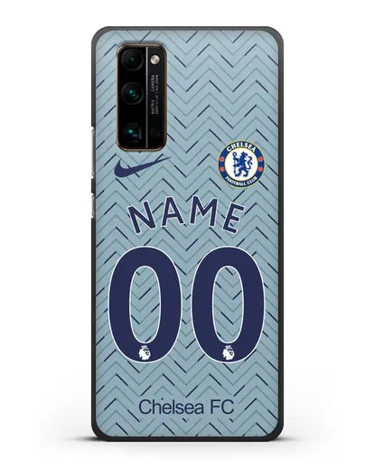 Именной чехол ФК Челси с фамилией и номером (сезон 2020-2021) гостевая форма силиконовый для Honor 30 Pro