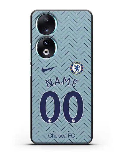 Именной чехол ФК Челси с фамилией и номером (сезон 2020-2021) гостевая форма силиконовый для Honor 90