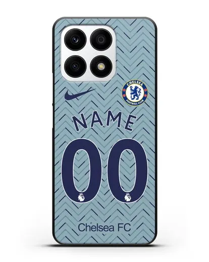 Именной чехол ФК Челси с фамилией и номером (сезон 2020-2021) гостевая форма силиконовый для Honor X8a