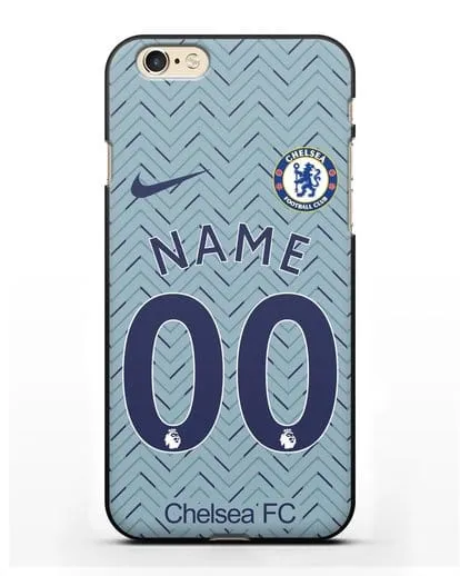 Именной чехол ФК Челси с фамилией и номером (сезон 2020-2021) гостевая форма силиконовый для iPhone 6