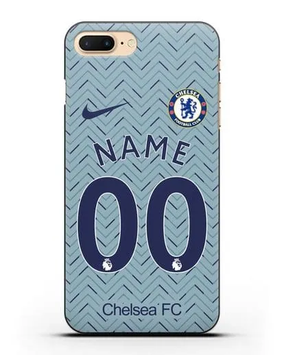 Именной чехол ФК Челси с фамилией и номером (сезон 2020-2021) гостевая форма силиконовый для iPhone 7 Plus