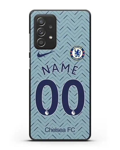 Именной чехол ФК Челси с фамилией и номером (сезон 2020-2021) гостевая форма силиконовый для Samsung Galaxy A53