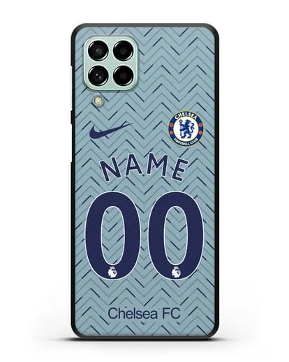 Именной чехол ФК Челси с фамилией и номером (сезон 2020-2021) гостевая форма силиконовый для Samsung Galaxy M53 [SM-M536]