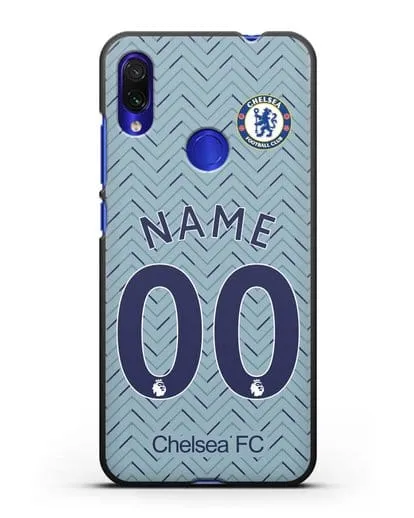 Именной чехол ФК Челси с фамилией и номером (сезон 2020-2021) гостевая форма силиконовый для Xiaomi Redmi Note 7