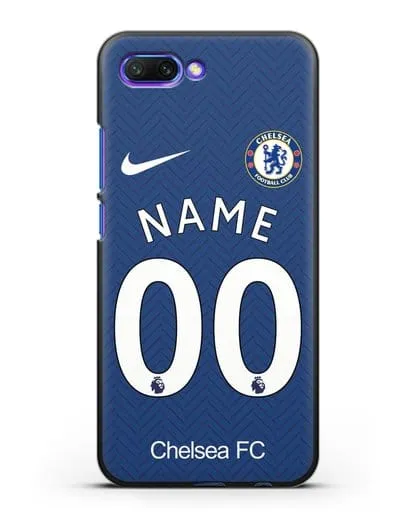 Именной чехол ФК Челси с фамилией и номером (сезон 2020-2021) домашняя форма силиконовый для Honor 10