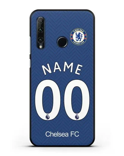 Именной чехол ФК Челси с фамилией и номером (сезон 2020-2021) домашняя форма силиконовый для Honor 20e