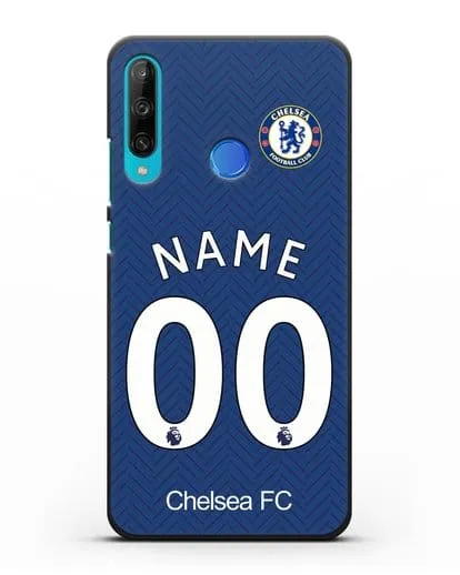 Именной чехол ФК Челси с фамилией и номером (сезон 2020-2021) домашняя форма силиконовый для Honor 9C