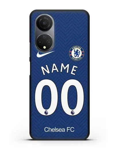 Именной чехол ФК Челси с фамилией и номером (сезон 2020-2021) домашняя форма силиконовый для Honor X7