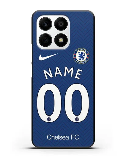 Именной чехол ФК Челси с фамилией и номером (сезон 2020-2021) домашняя форма силиконовый для Honor X8a