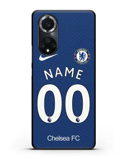 Именной чехол ФК Челси с фамилией и номером (сезон 2020-2021) домашняя форма силиконовый для Huawei Nova 9