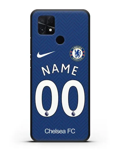 Именной чехол ФК Челси с фамилией и номером (сезон 2020-2021) домашняя форма силиконовый для Xiaomi Poco C40