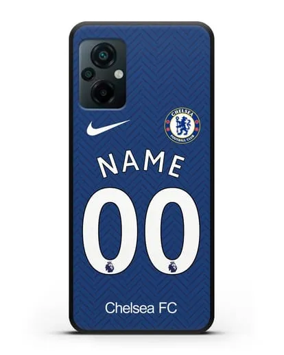 Именной чехол ФК Челси с фамилией и номером (сезон 2020-2021) домашняя форма силиконовый для Xiaomi Poco M5