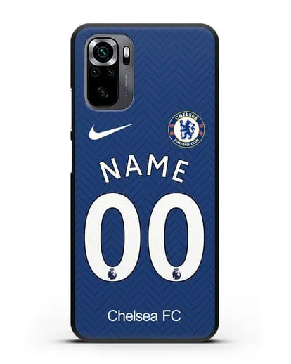 Именной чехол ФК Челси с фамилией и номером (сезон 2020-2021) домашняя форма силиконовый для Xiaomi Poco M5s