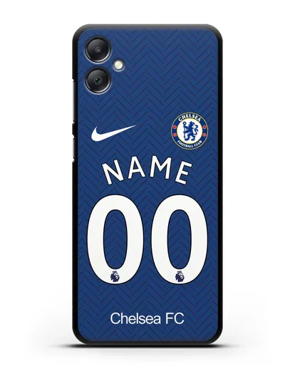 Именной чехол ФК Челси с фамилией и номером (сезон 2020-2021) домашняя форма силиконовый для Samsung Galaxy A05 [SM-A055]