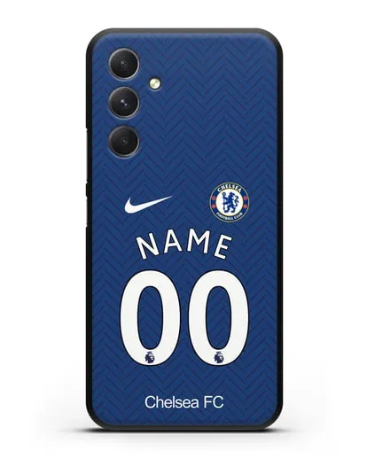 Именной чехол ФК Челси с фамилией и номером (сезон 2020-2021) домашняя форма силиконовый для Samsung Galaxy A54 [SM-A536]