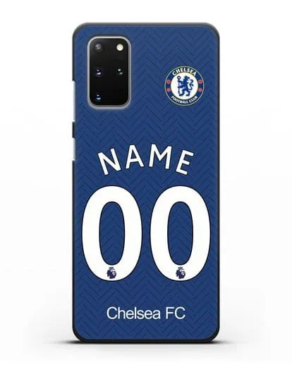 Именной чехол ФК Челси с фамилией и номером (сезон 2020-2021) домашняя форма силиконовый для Samsung Galaxy S20 Plus [SM-G985F]