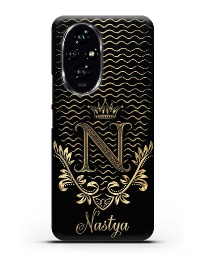 Чехол с короной, именем и фамилией с золотым рисунком силиконовый для Honor 200