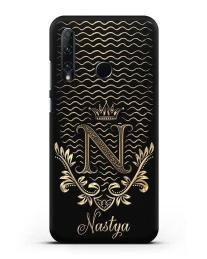 Чехол с короной, именем и фамилией с золотым рисунком силиконовый для Honor 20e