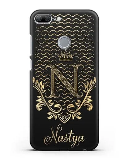 Чехол с короной, именем и фамилией с золотым рисунком силиконовый для Honor 9 Lite