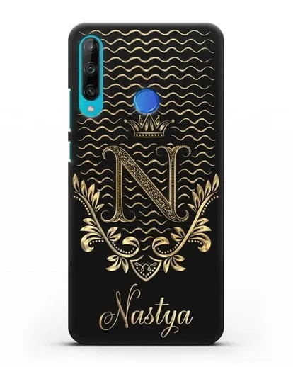Чехол с короной, именем и фамилией с золотым рисунком силиконовый для Honor 9C